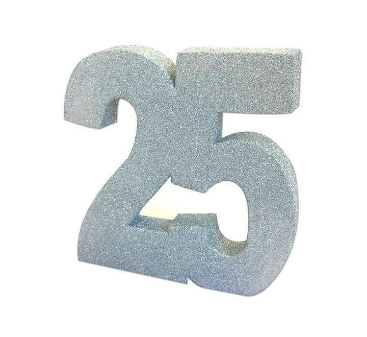 Silver Glitter 25 Birthday Table Centrepiece for a Stunning Celebration