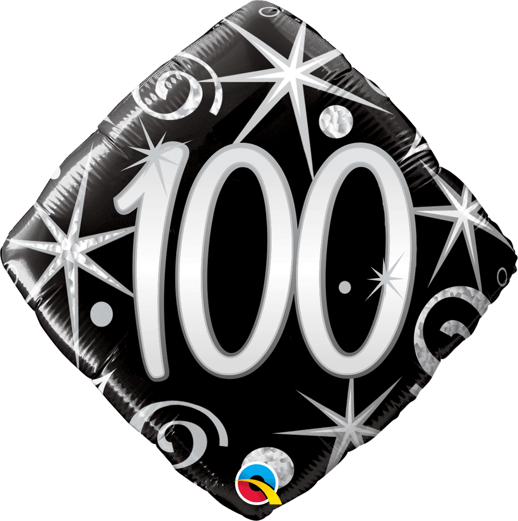 100th Elegant Sparkles And Swirls Foil Balloon - Eternity Party Express