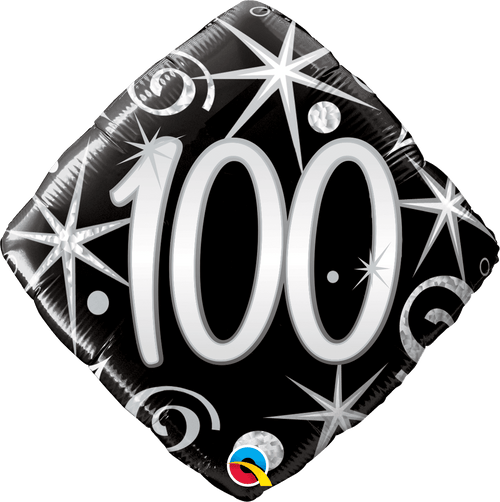 100th Elegant Sparkles And Swirls Foil Balloon - Eternity Party Express