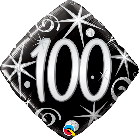 100th Elegant Sparkles And Swirls Foil Balloon