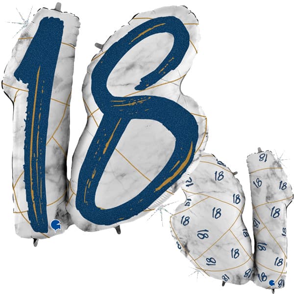 18th Blue Marble Mate Number Balloon