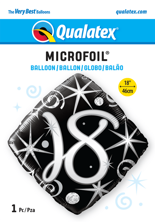 18th Elegant Sparkles And Swirls Foil Balloon