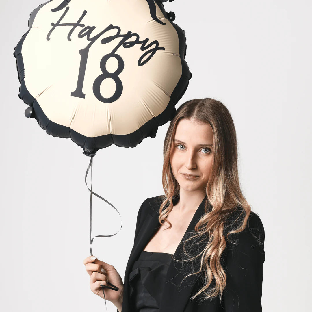 18th Black Bow Foil Balloon