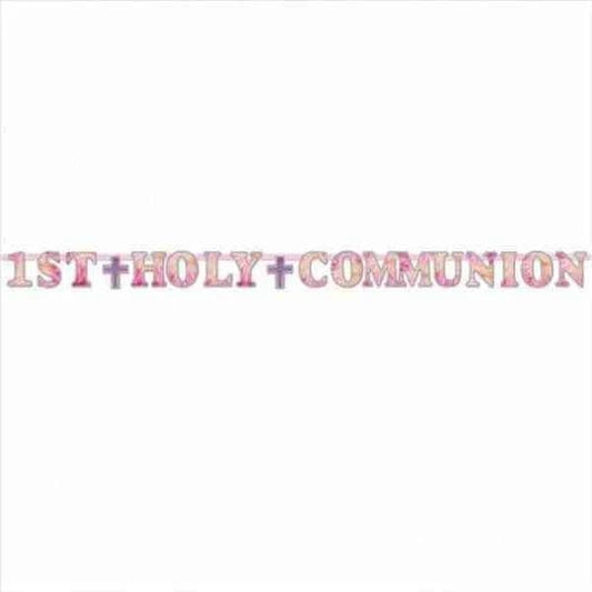 1st Holy Communion Foil Letter Banner Pink