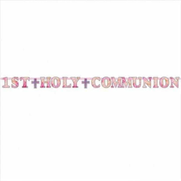 1st Holy Communion Foil Letter Banner Pink
