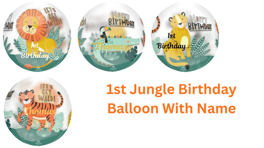 Get Wild 1st Jungle Animals Orbz Helium Birthday Balloon