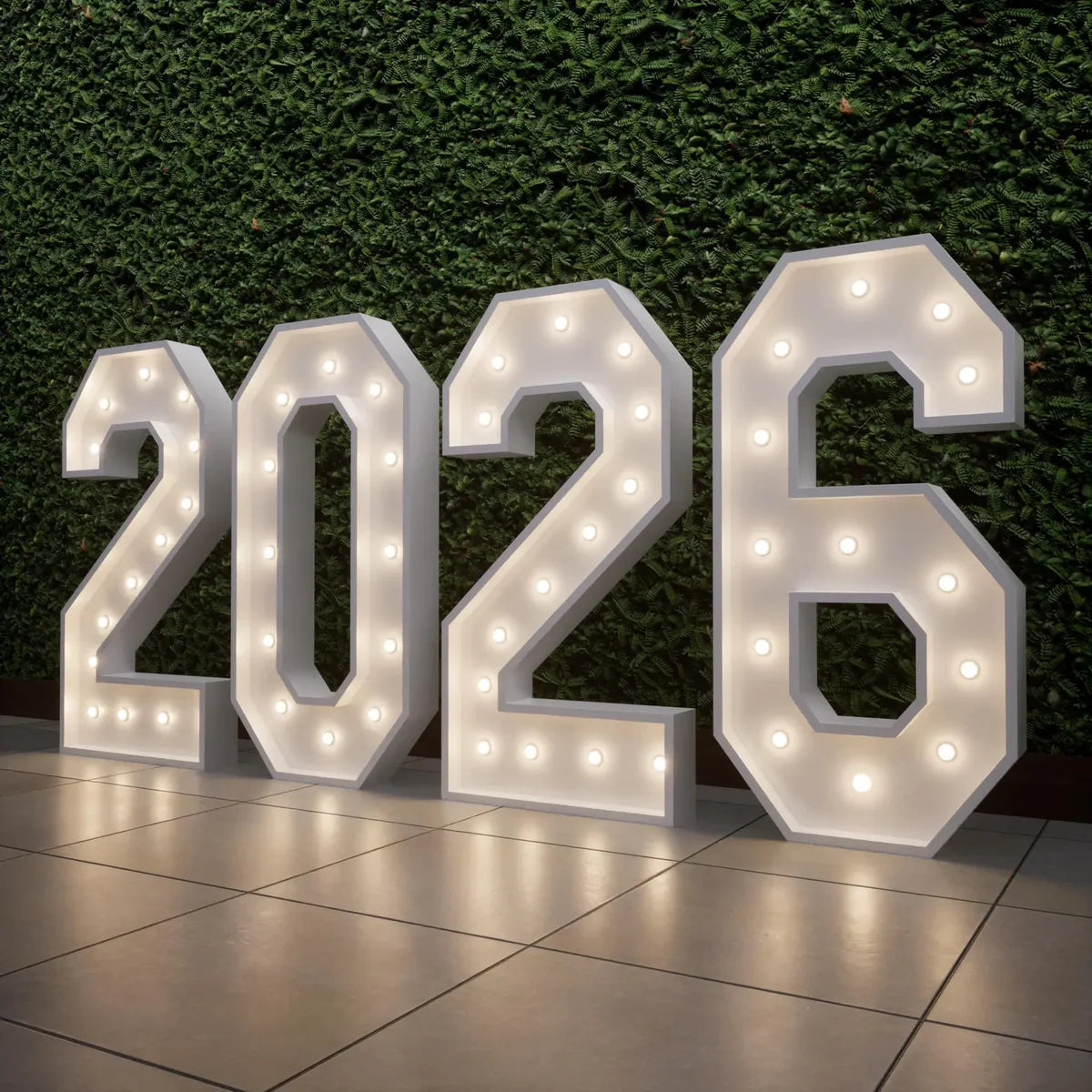 Light up 4 ft wooden numbers to hire