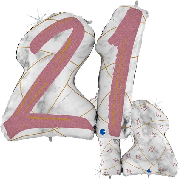 21st Rose Gold Marble Mate Number Balloon