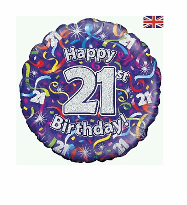 Purple with Streamers 21st Birthday Foil Balloon - Eternity Party Express