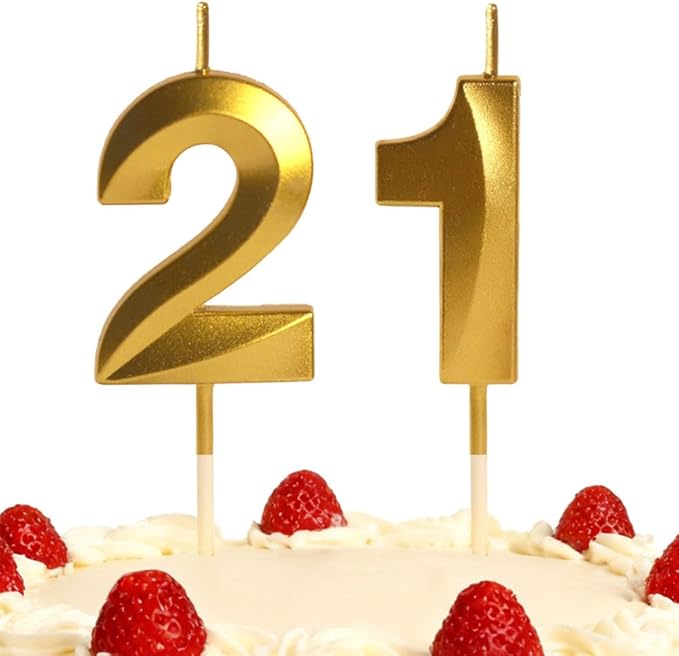 21st Gold Number Candle