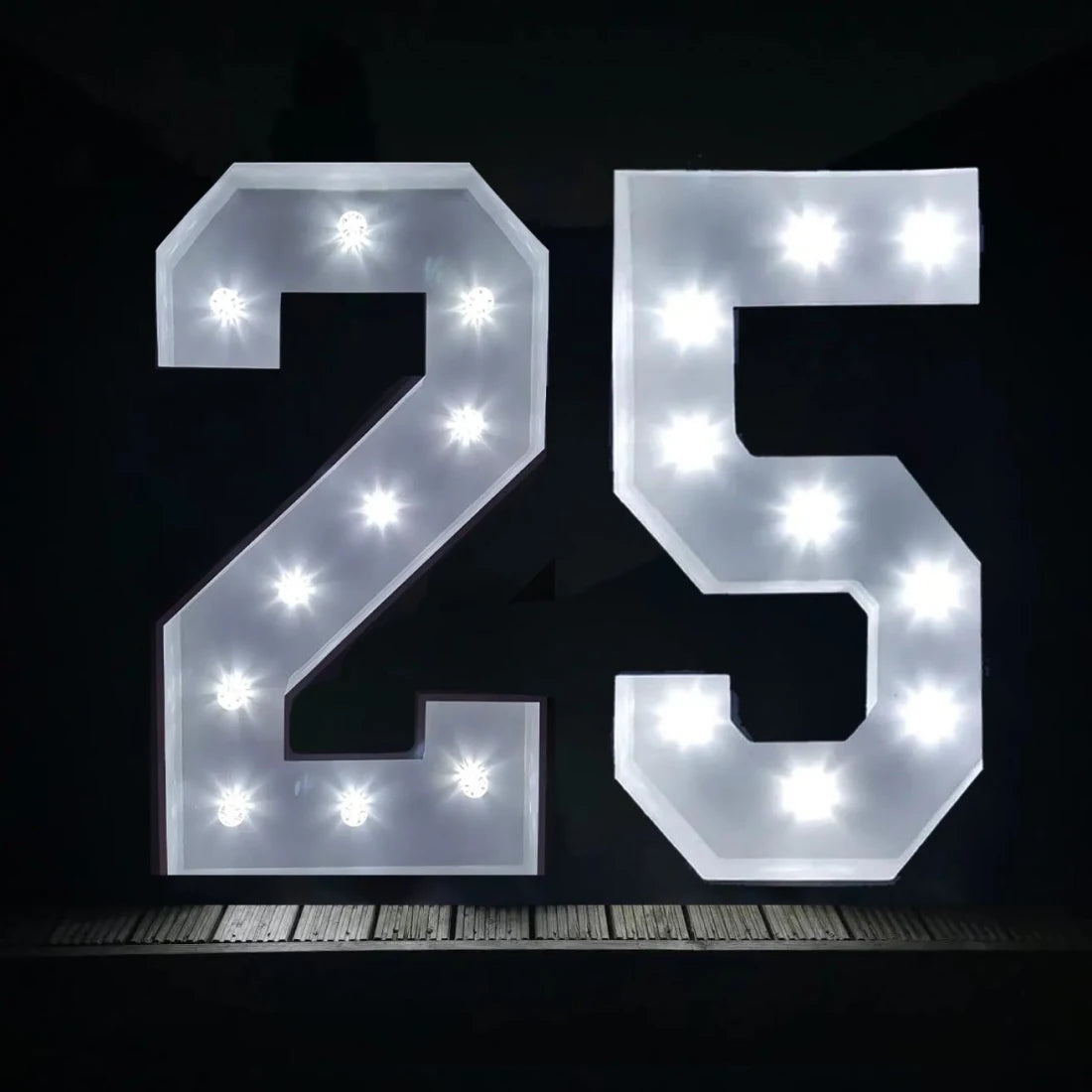 Light up 4 ft wooden numbers to hire