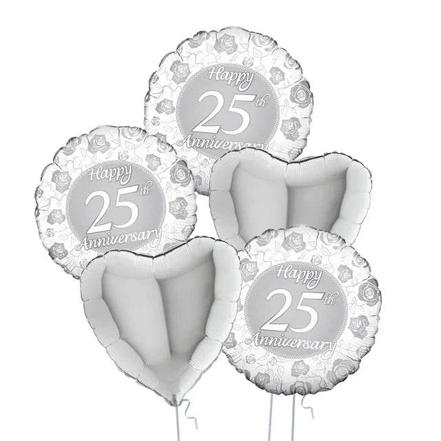 5 Balloon 25th Anniversary Cluster - Eternity Party Express