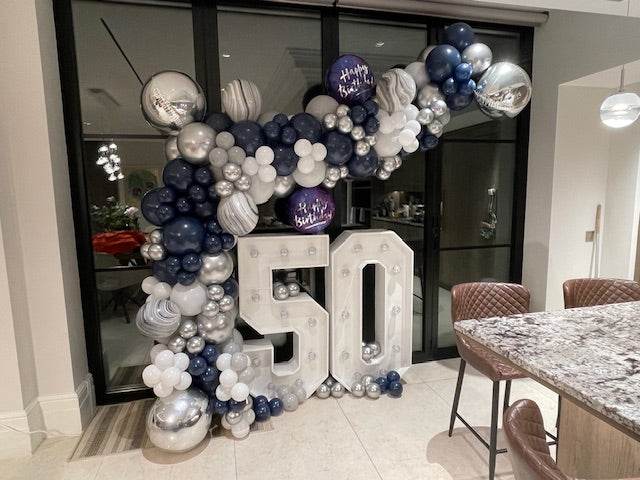 Light up 4 ft wooden numbers to hire - Eternity Party Express