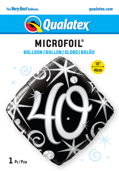 40th Elegant Sparkles And Swirls Foil Balloon