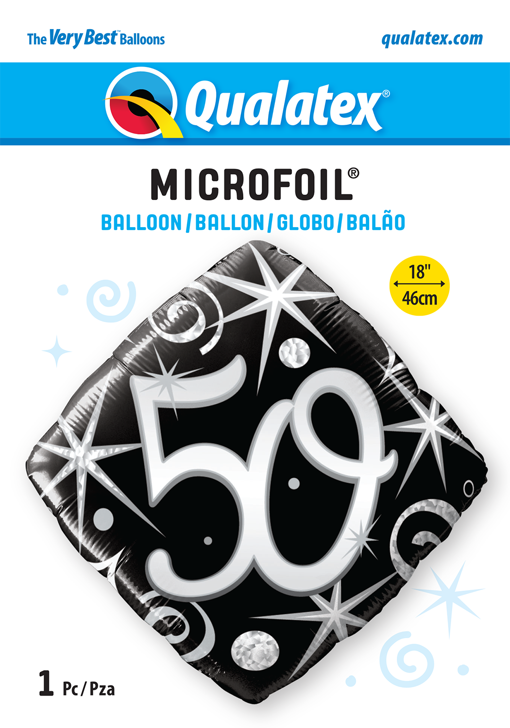 50th Elegant Sparkles And Swirls Foil Balloon