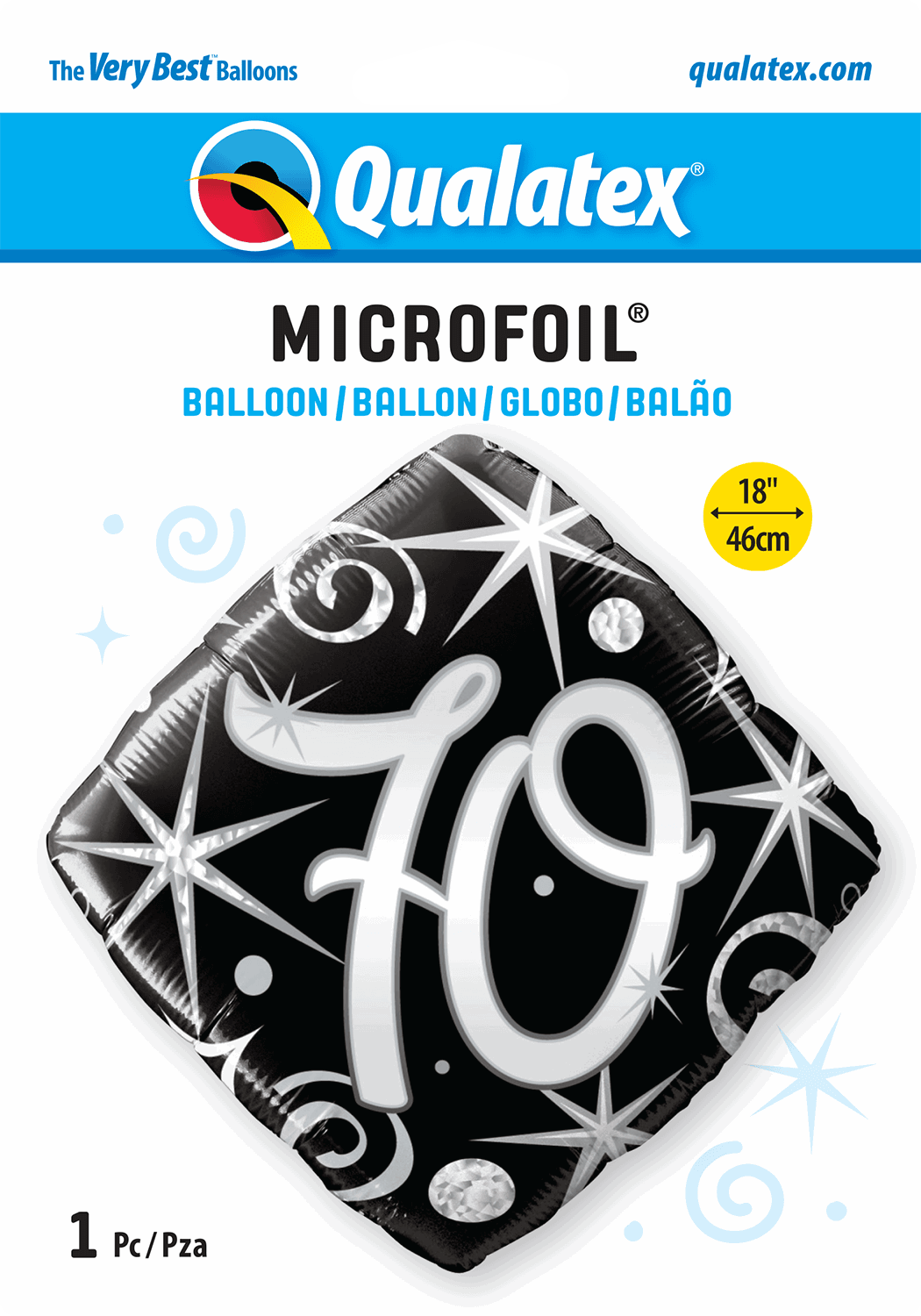 70th Elegant Sparkles And Swirls Foil Balloon - Eternity Party Express