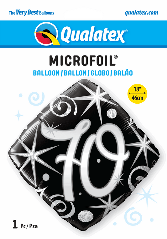 70th Elegant Sparkles And Swirls Foil Balloon - Eternity Party Express
