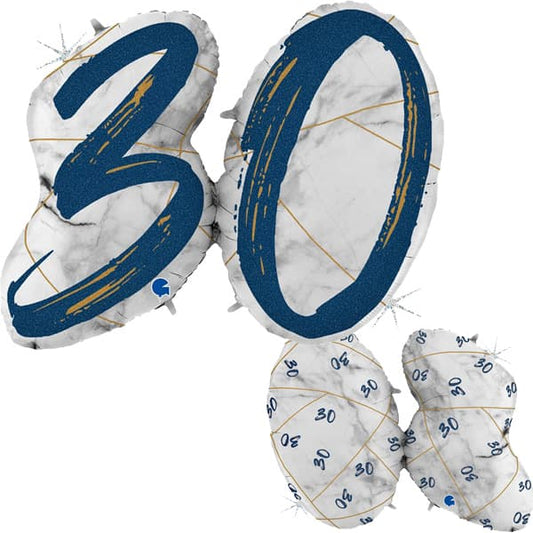 30th Blue Marble Mate Number Balloon