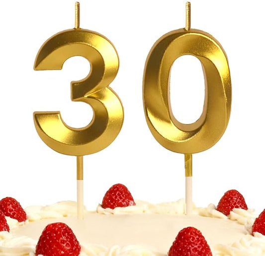 30th Gold Number Candle