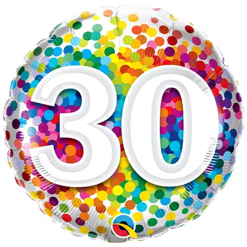 Colourful Confetti Dot Burst 30th