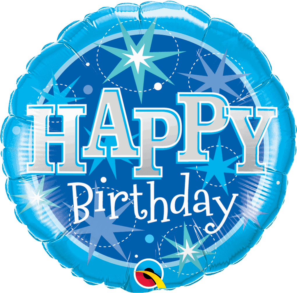 Blue Sparkle Happy Birthday Foil Balloon - Eternity Party Express