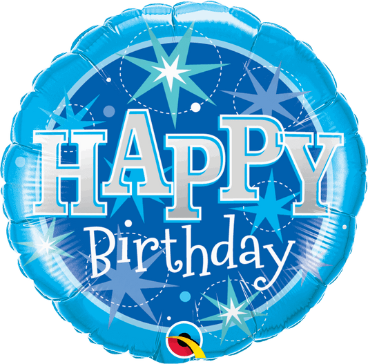 Blue Sparkle Happy Birthday Foil Balloon - Eternity Party Express