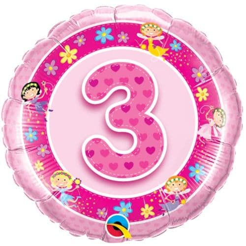 3th Birthday Fairy Pink Foil Balloon