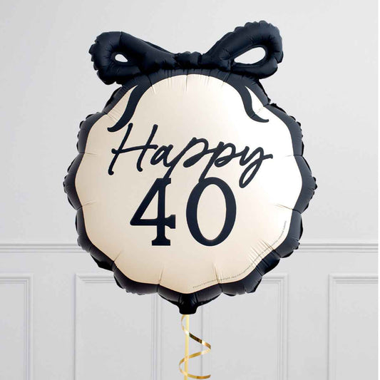 40th Black Bow Foil Balloon - Elegant Party Decor