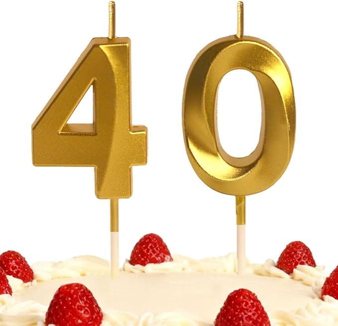 40th Gold Number Candle