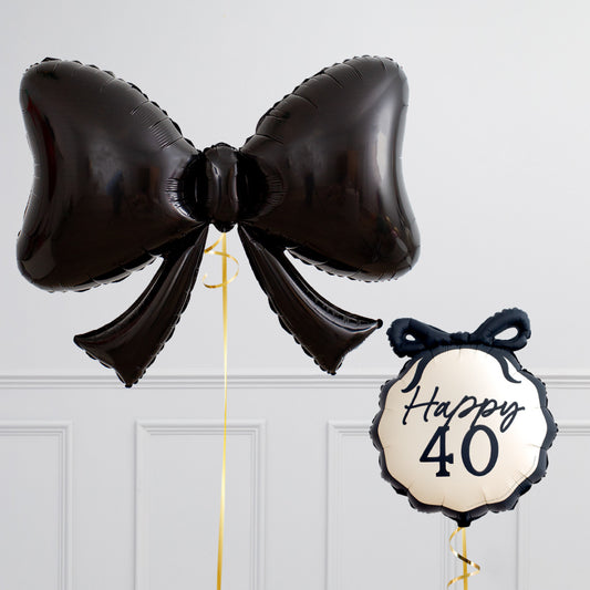 40th Black Bow Foil Balloon