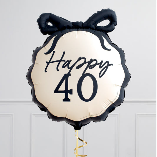 40th Black Bow Foil Balloon