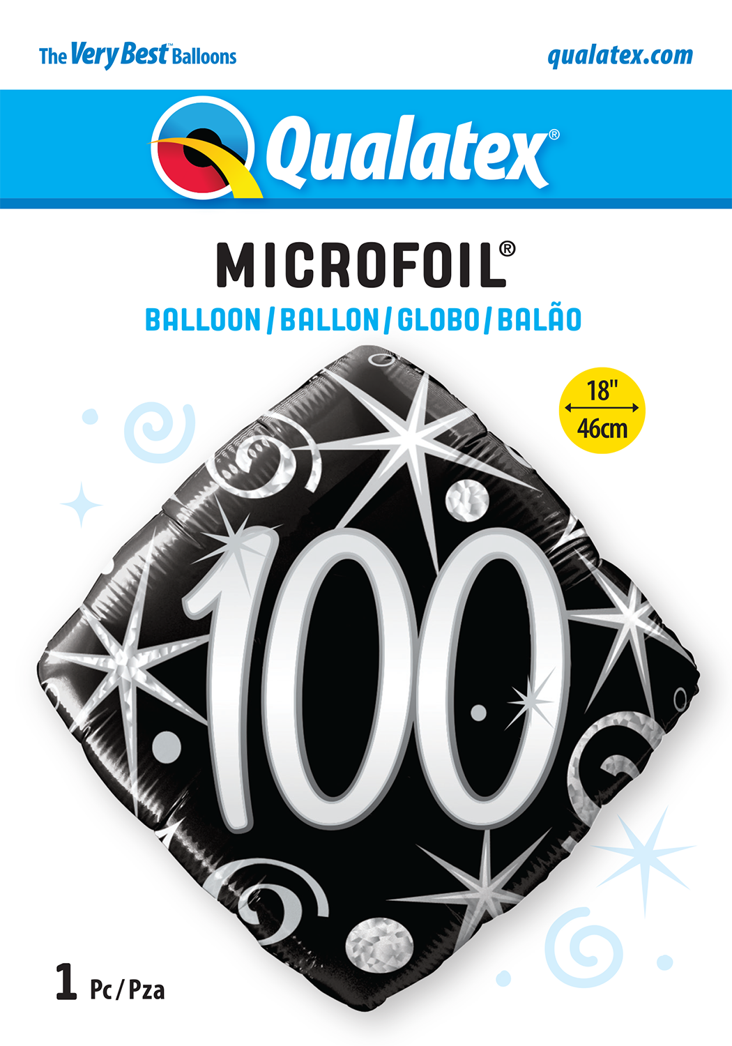 100th Elegant Sparkles And Swirls Foil Balloon