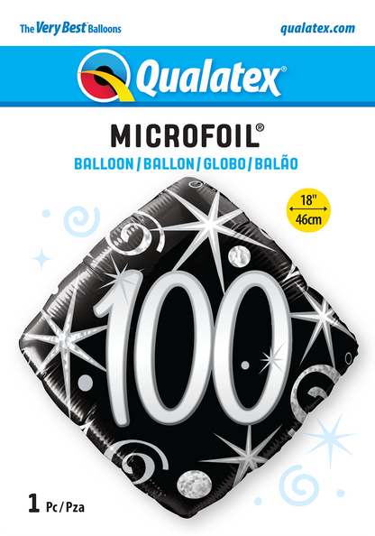 100th Elegant Sparkles And Swirls Foil Balloon