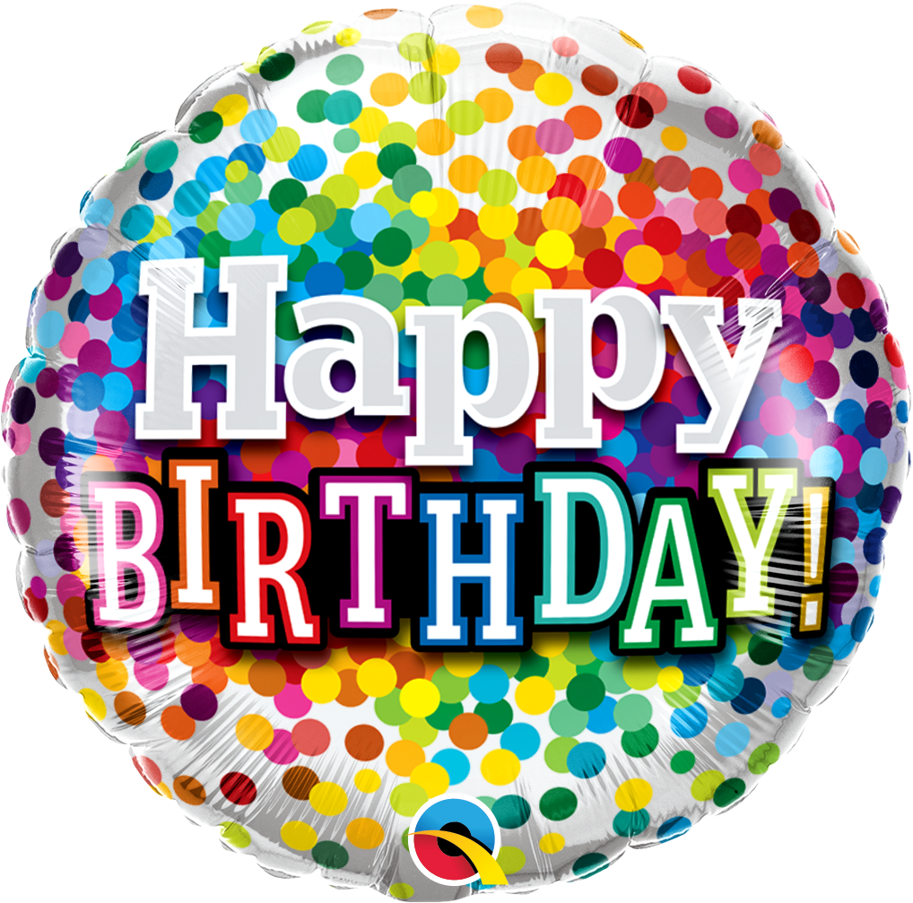 Colourful Confetti Dot Burst Happy Birthday