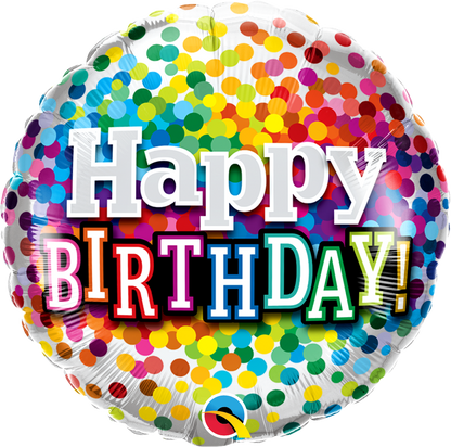 Colourful Confetti Dot Burst Happy Birthday