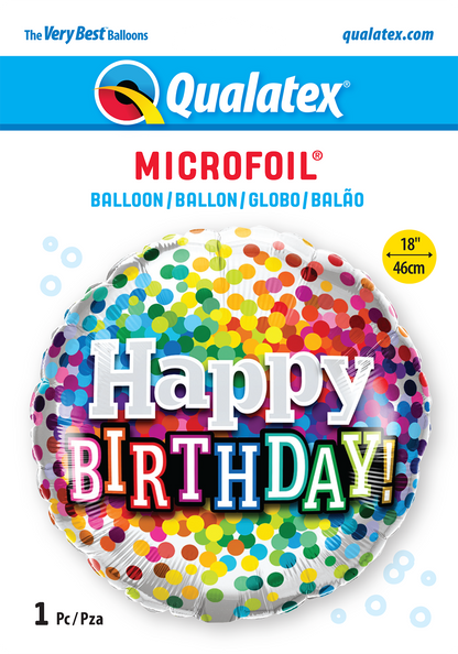 Colourful Confetti Dot Burst Happy Birthday