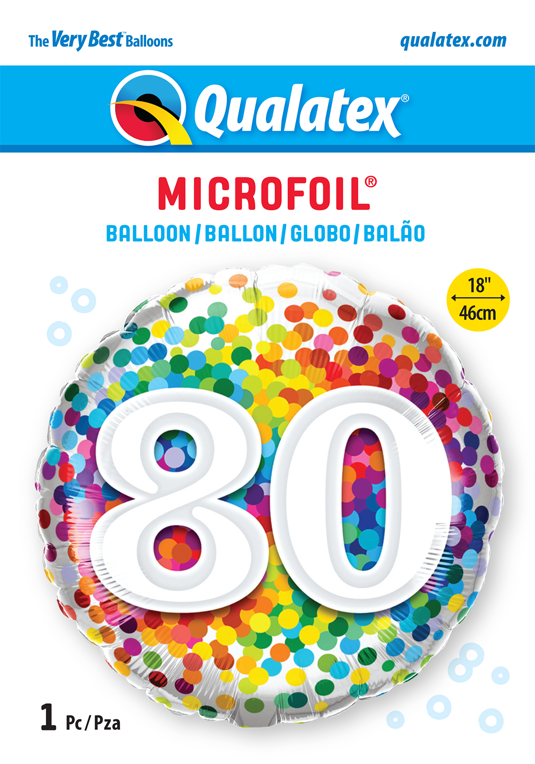Colourful Confetti Dot Burst 80th