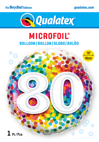 Colourful Confetti Dot Burst 80th