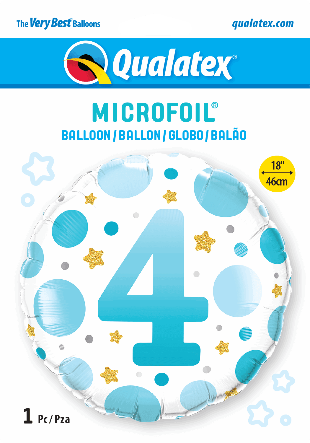 4th Birthday Blue Dots Balloon