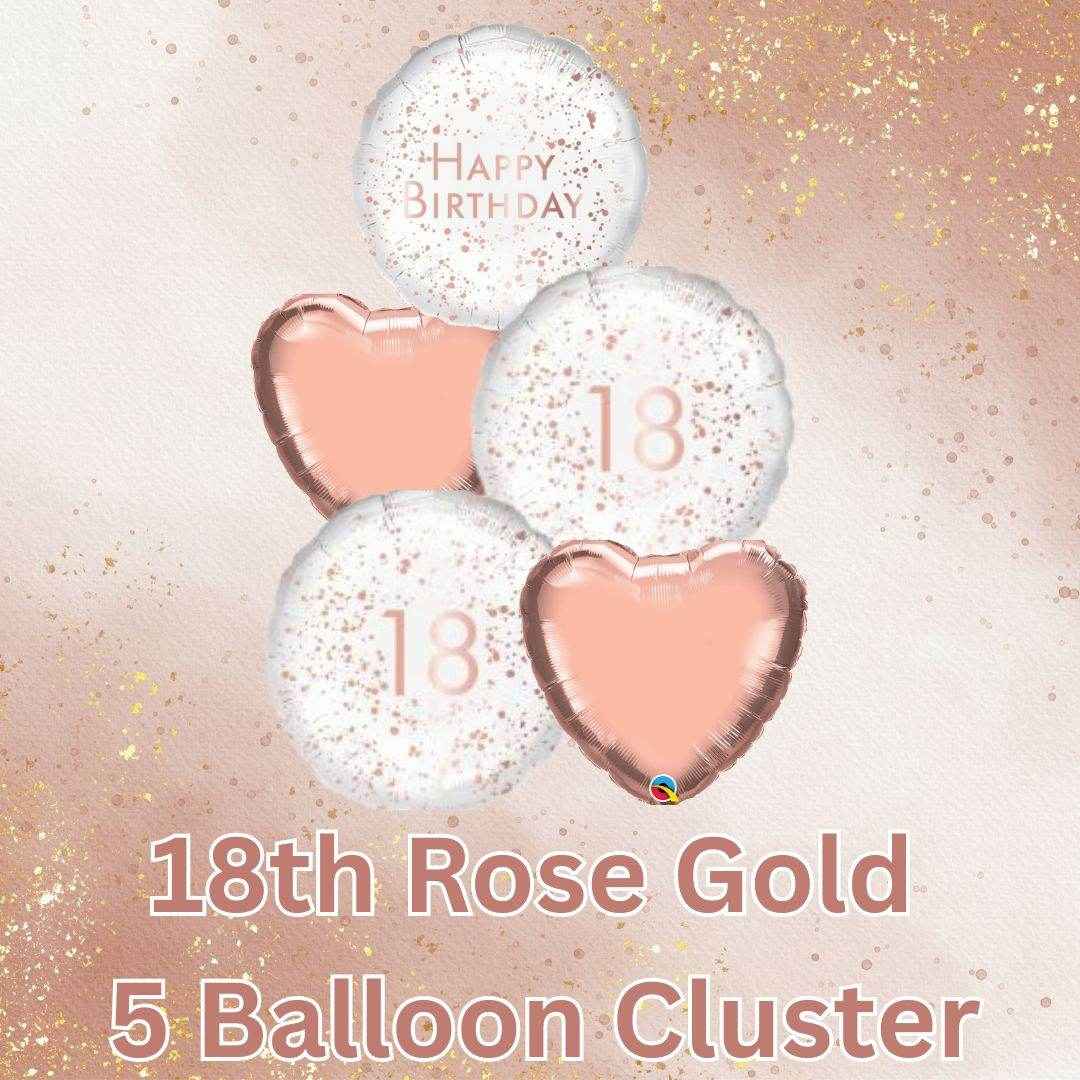 5 Balloon Cluster 18th Rose Gold