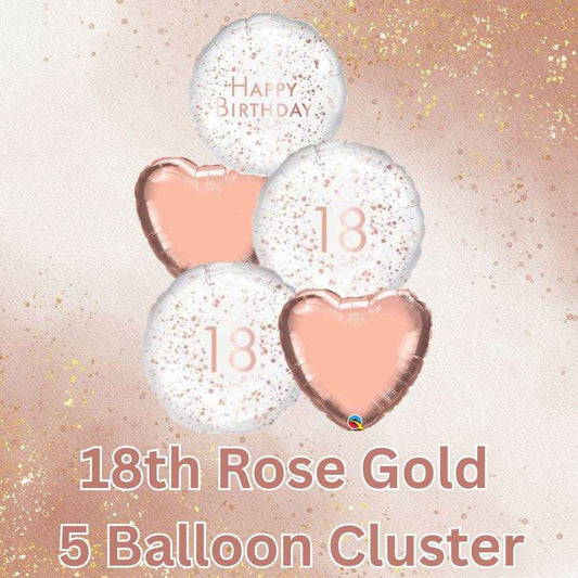 5 Balloon Cluster 18th Rose Gold
