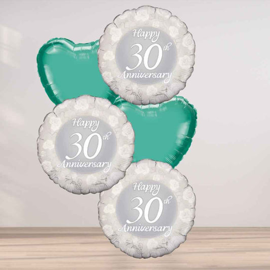 5 Balloon Cluster Happy 30th Anniversary - Make Your Celebration Unforgettable