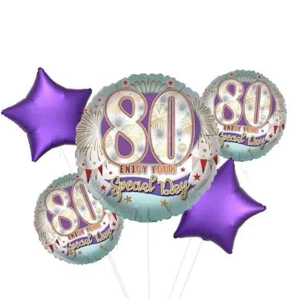 5 Balloon Cluster Special Celebration Age 80 Foil Balloon