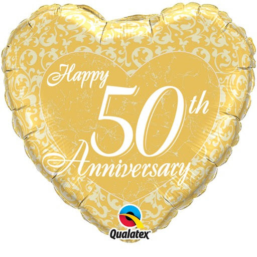 Happy 50th Anniversary Damask Foil Balloon