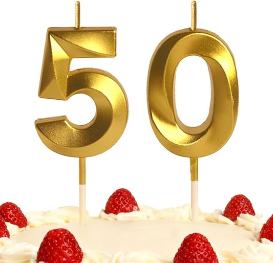 50th Gold Number Candle