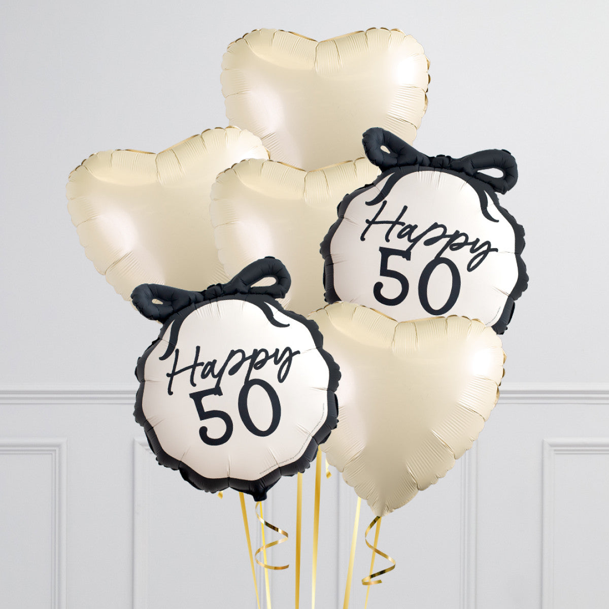 50th Black Bow Foil Balloon