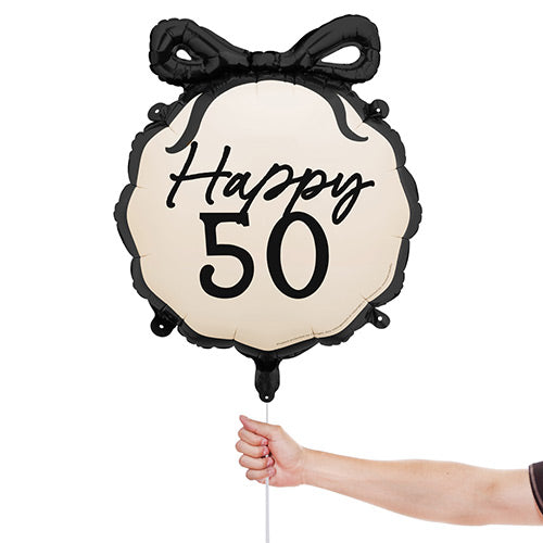 50th Black Bow Foil Balloon