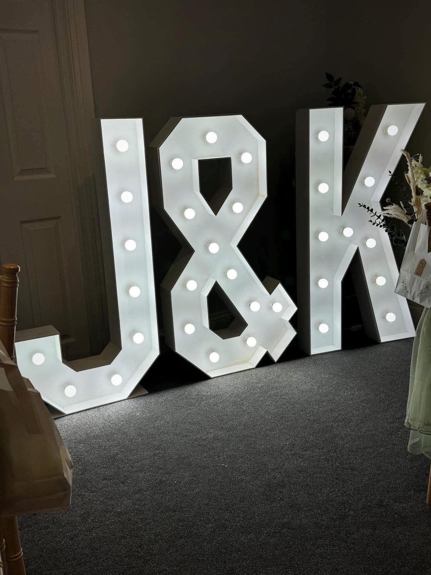 Light up 4 ft wooden letters to hire