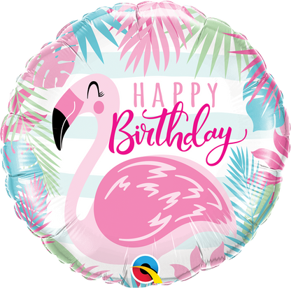 Pink Flamingo Happy Birthday Foil Balloon
