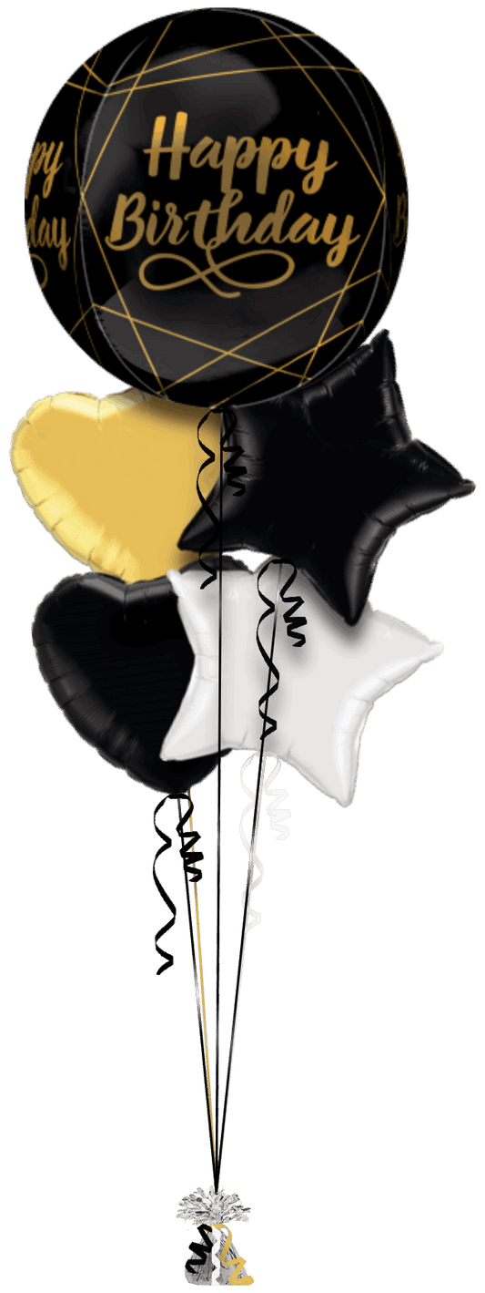Black and Gold Birthday Orbz - Eternity Party Express